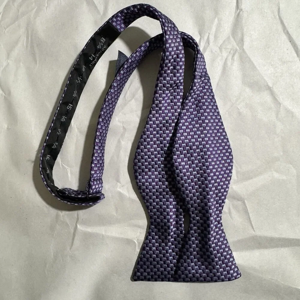 Brooks Brothers Makers & Merchants Bow Tie Purple Geometric  13 1/4 - 16 1/2